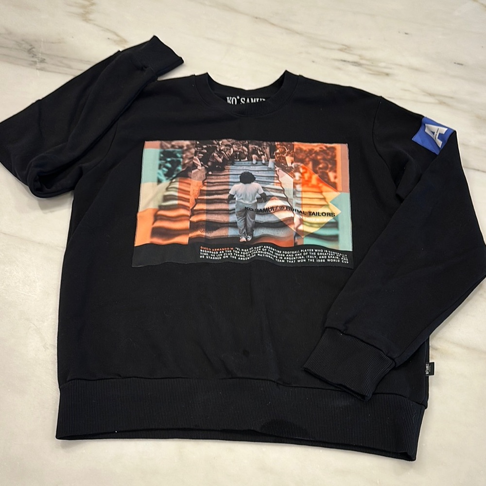 KO SAMUI Black Graphic Men's Sweatshirt in size large
